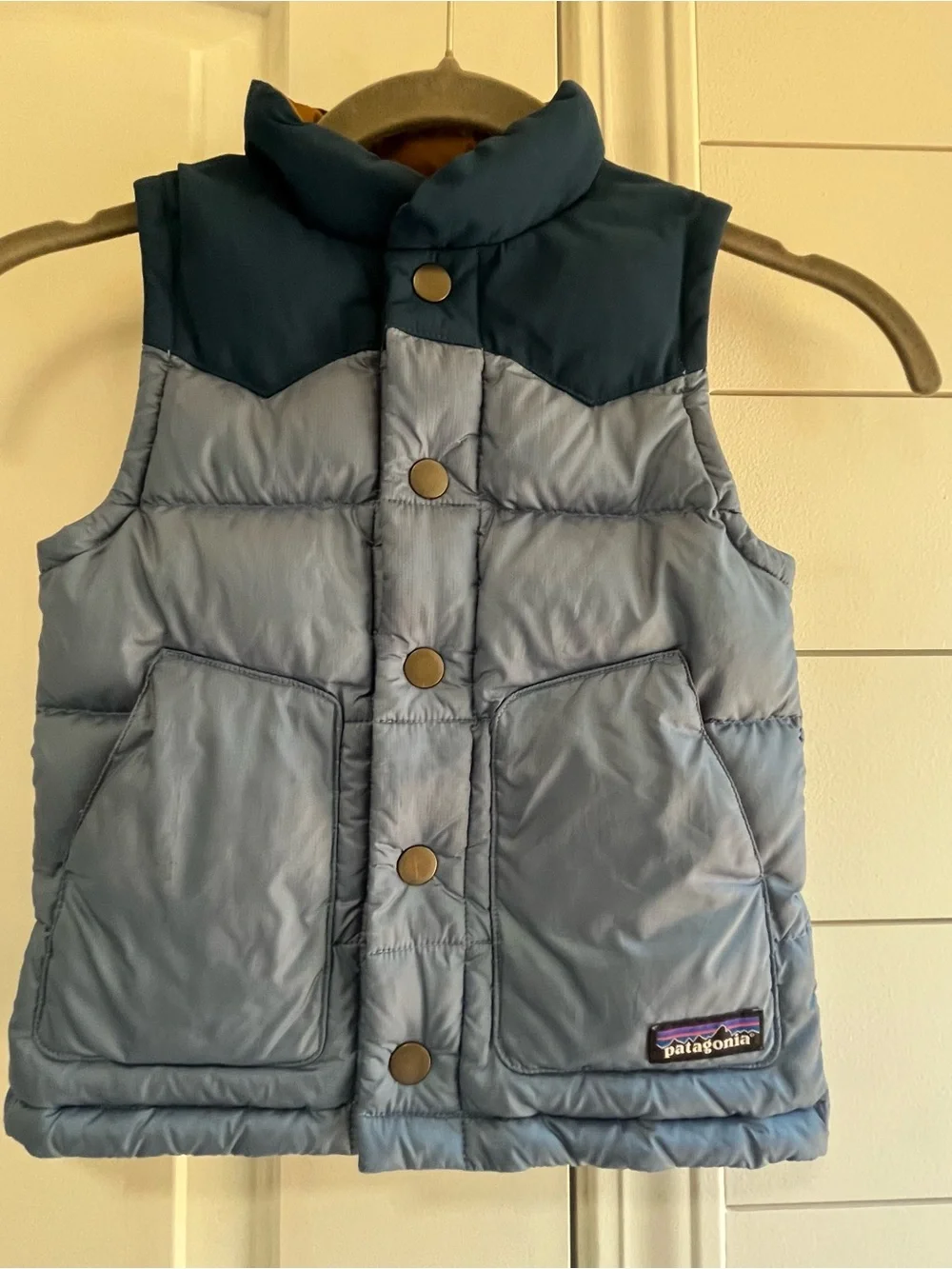 Patagonia Baby Bivy Down Vest Blue Colorblock 3Т ✨Flawed Gem✨
